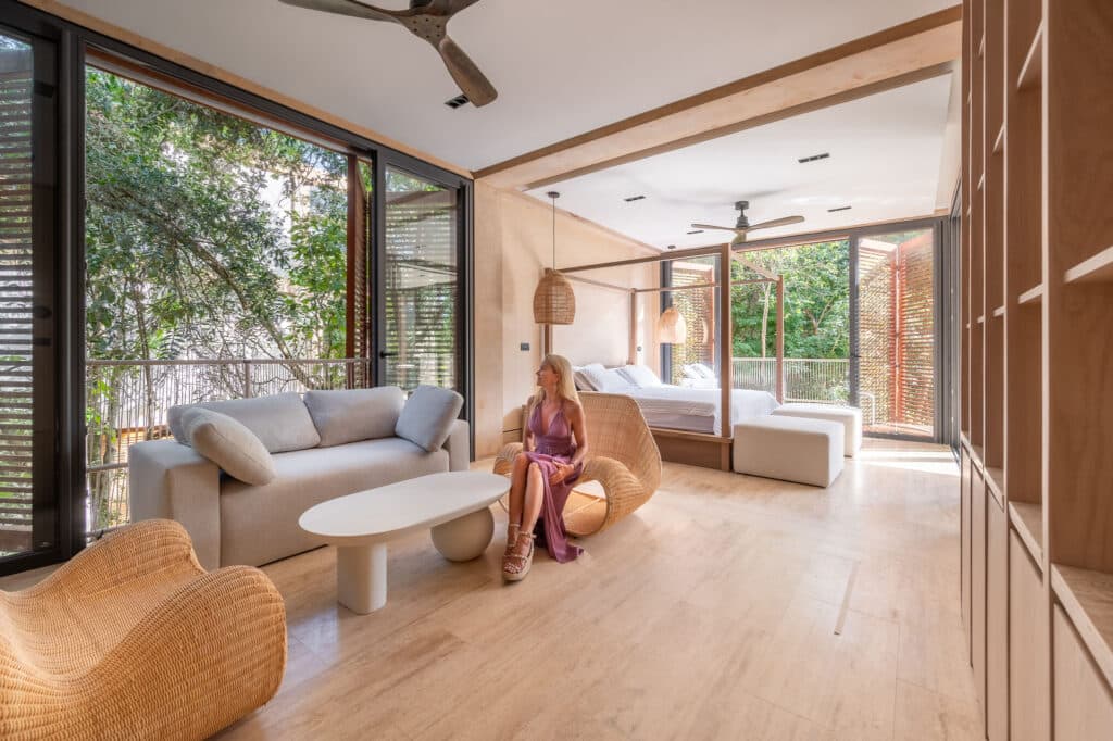 bedroom and sitting area in palm villas house